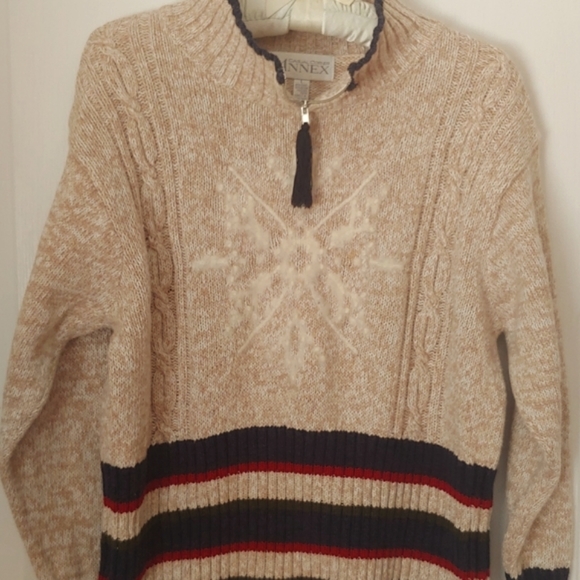 Vintage Casual Corner  Quarter Zip Snowflake Sweater. Size L - Picture 2 of 10
